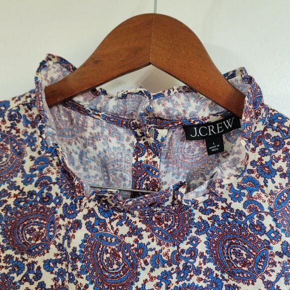 New J. Crew Fleur Top in Floral Linen Size Large - Picture 2 of 6